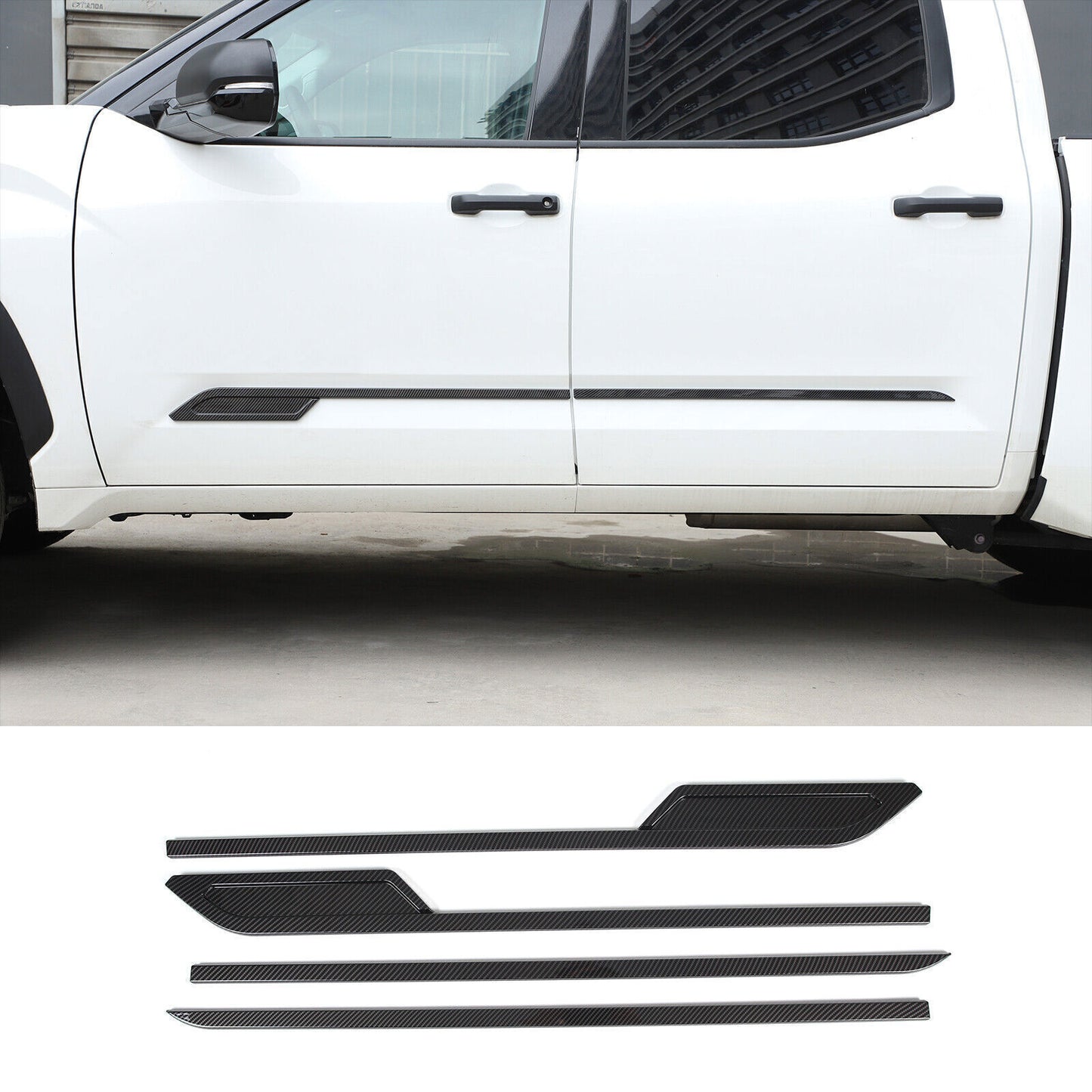 4PCS ABS Carbon Fiber Door Side Body Moulding Cover Trim for Toyota Tundra 22-24