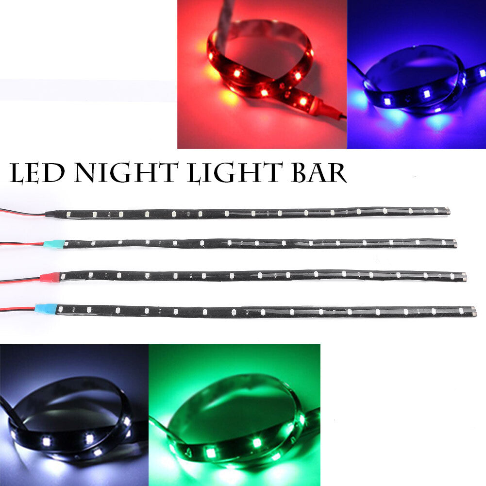 Waterproof 30cm LED Strip Light For Car Trucks Motor White Blue Red Green 12V