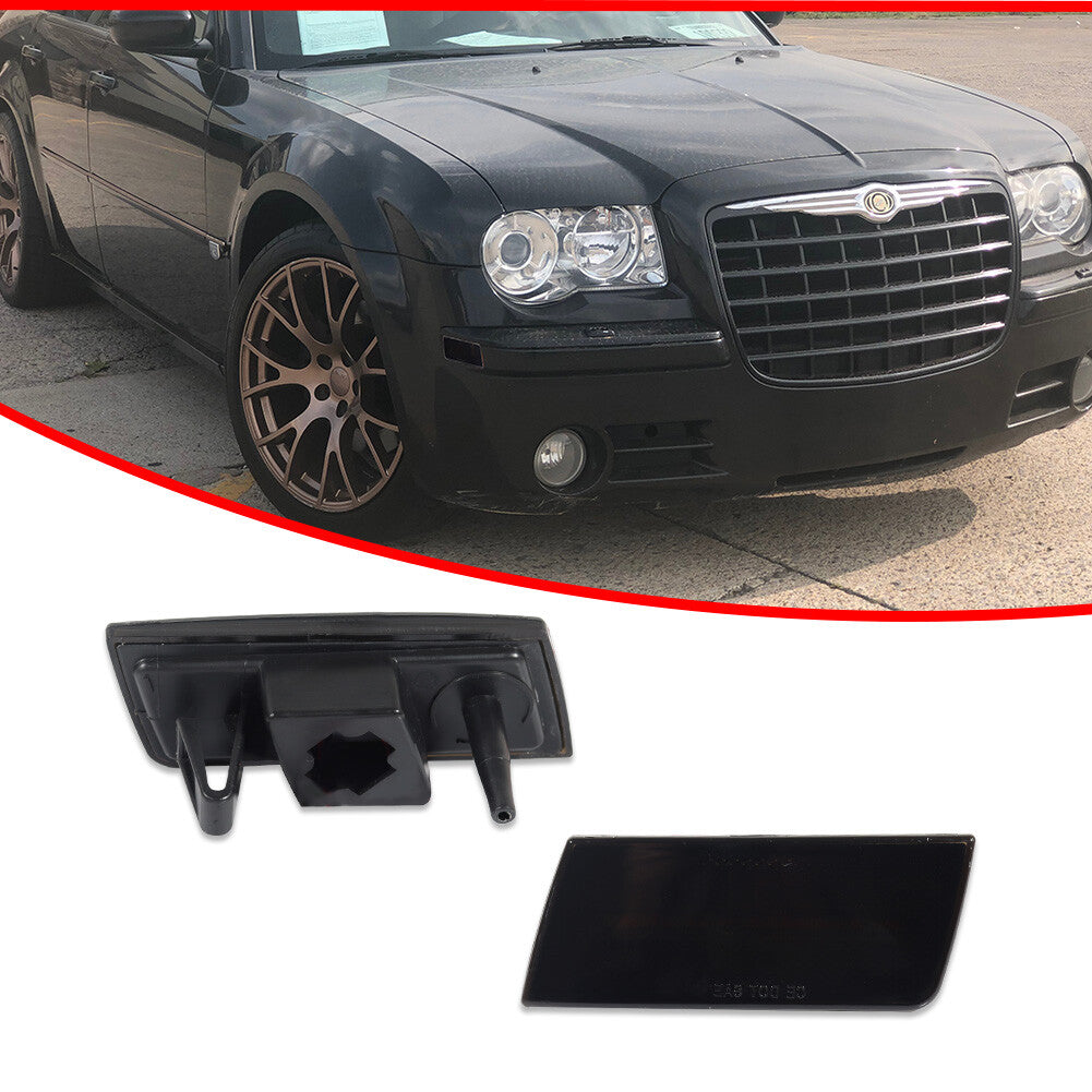 Two-pack of smoked lens front marker lights suitable for 2005-2010 for Chrysler 300 300C