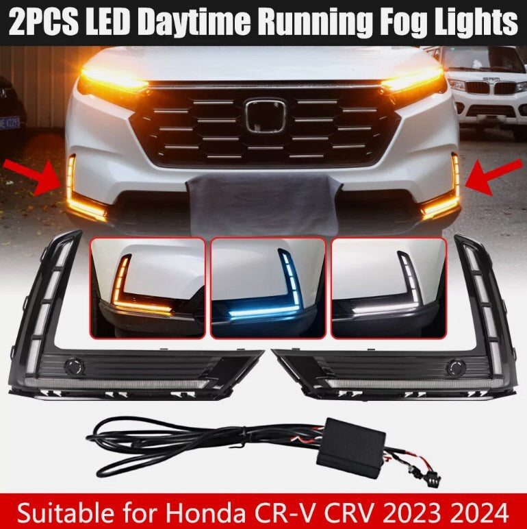 Suitable for Honda CR-V (2023-2025) 2-piece LED fog light, daytime running light, and turn signal.