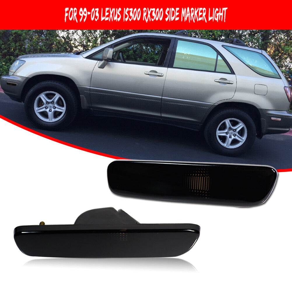 Suitable for Lexus RX300 99-03 Smoked Lens Front/Rear Bumper Side Marker Light Housing