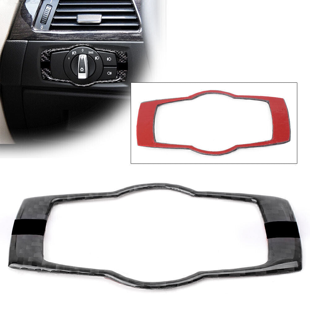 Carbon Fiber Headlight Switch Button Frame Decoration Cover for BMW 3-Series E90
