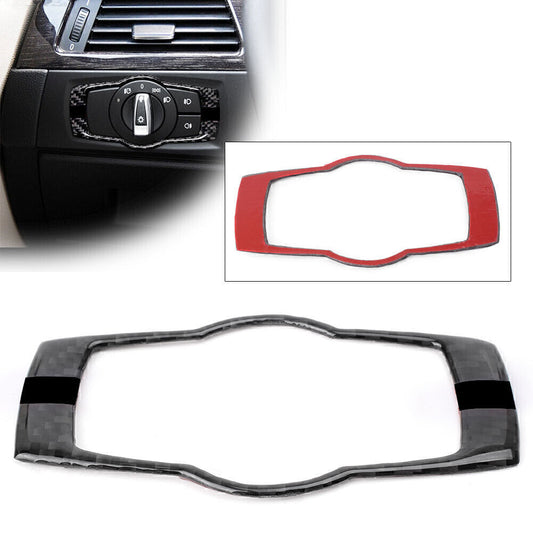 Carbon Fiber Headlight Switch Button Frame Decoration Cover for BMW 3-Series E90