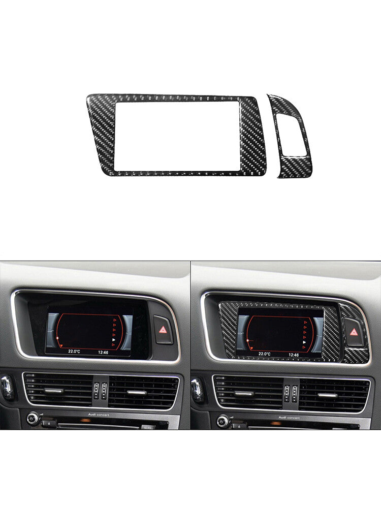 Display Double Flashing Button Trim Cover Carbon Fiber for Audi Q5 2009-2017