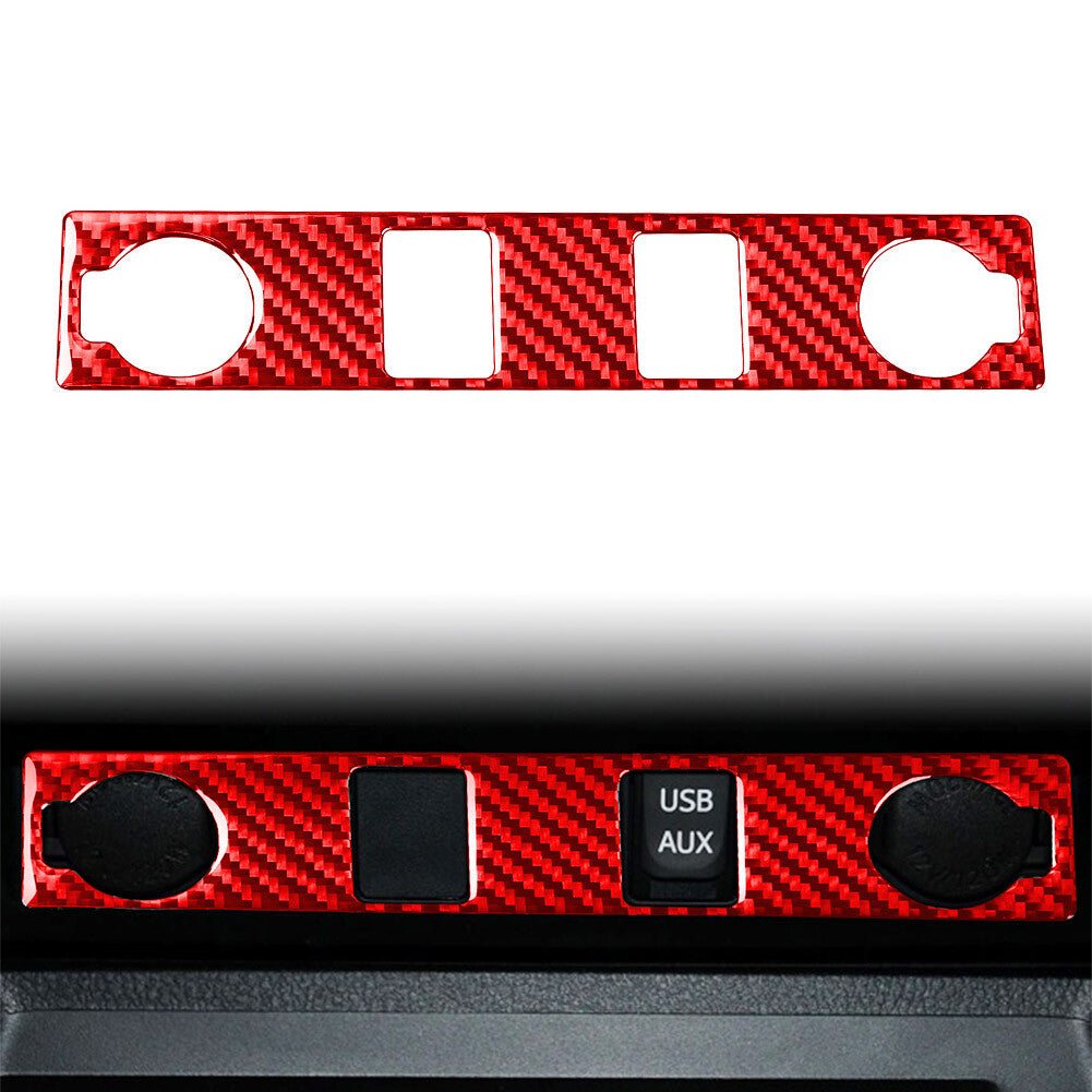 Carbon Fiber Look Cigar Lighter Panel Cover Trim Fit for Toyota Tundra 2014-2021 Red