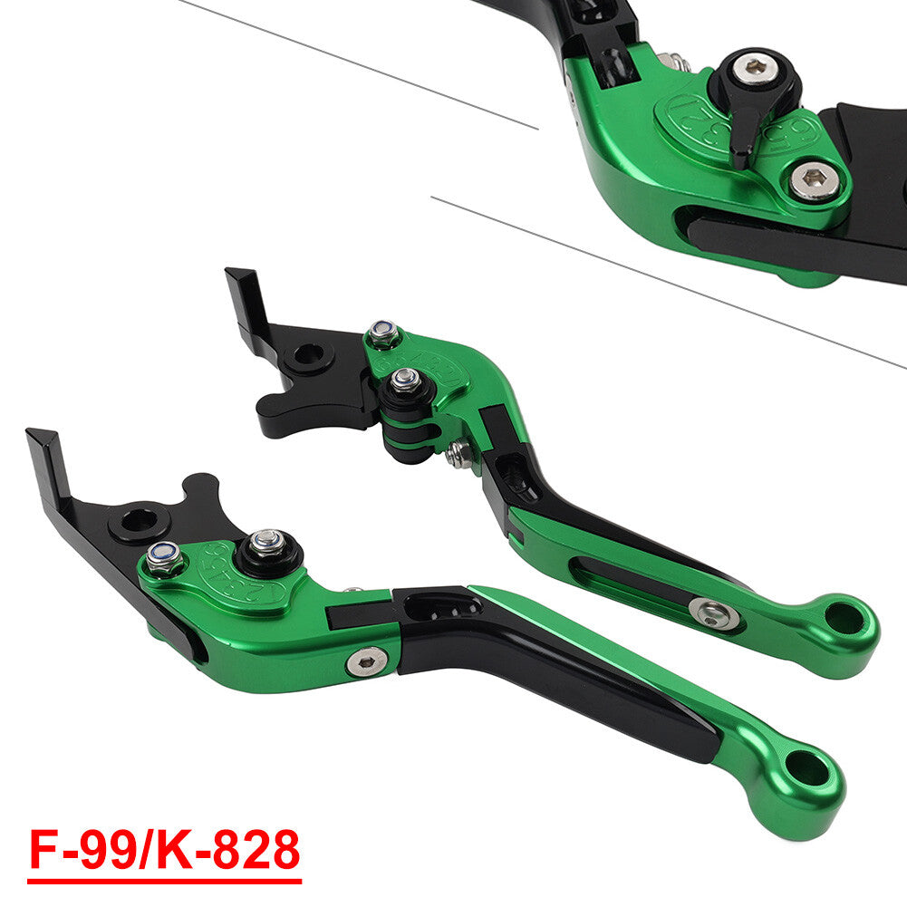CNC Folding Extendable Brake Clutch Levers for Kawasaki ZX10R/RR/KRT 16-20 Green