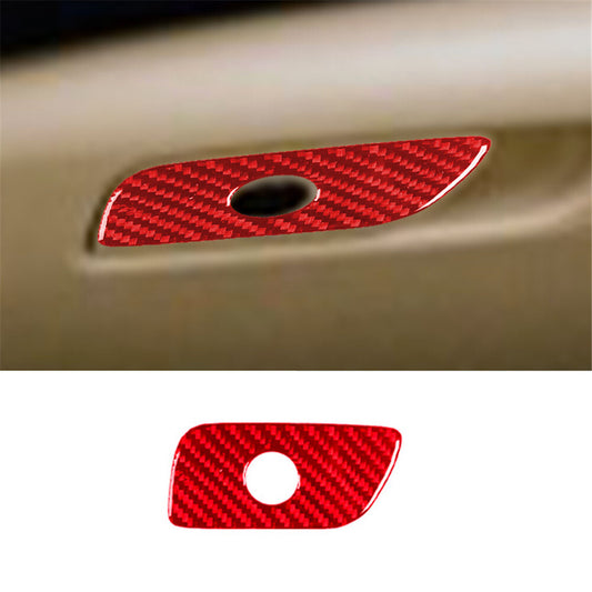 Red Carbon Fiber Passenger Glove Box Latch Cover Trim for Chrysler 200 2015-2017