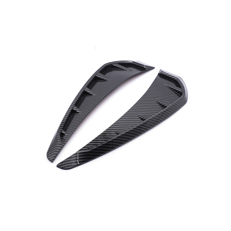 2-Piece Car Carbon Fiber Side Door Mudguards, Vents, Air Wing Covers, Shark Grille
