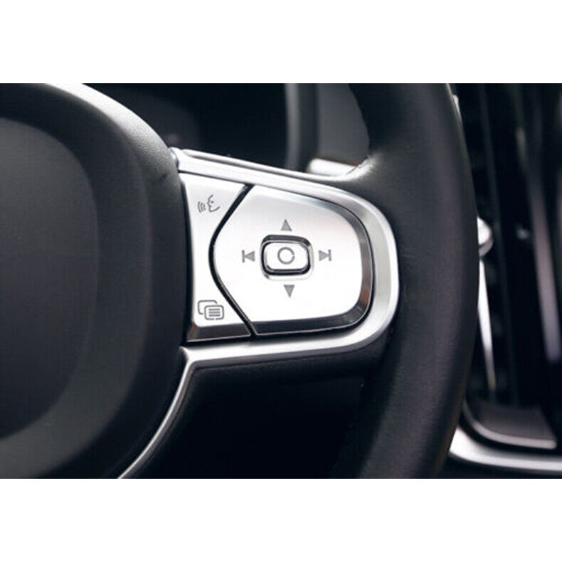 for Volvo S90 2017-2022 Silver Front Steering Wheel Button Switch Cover Trim 6x