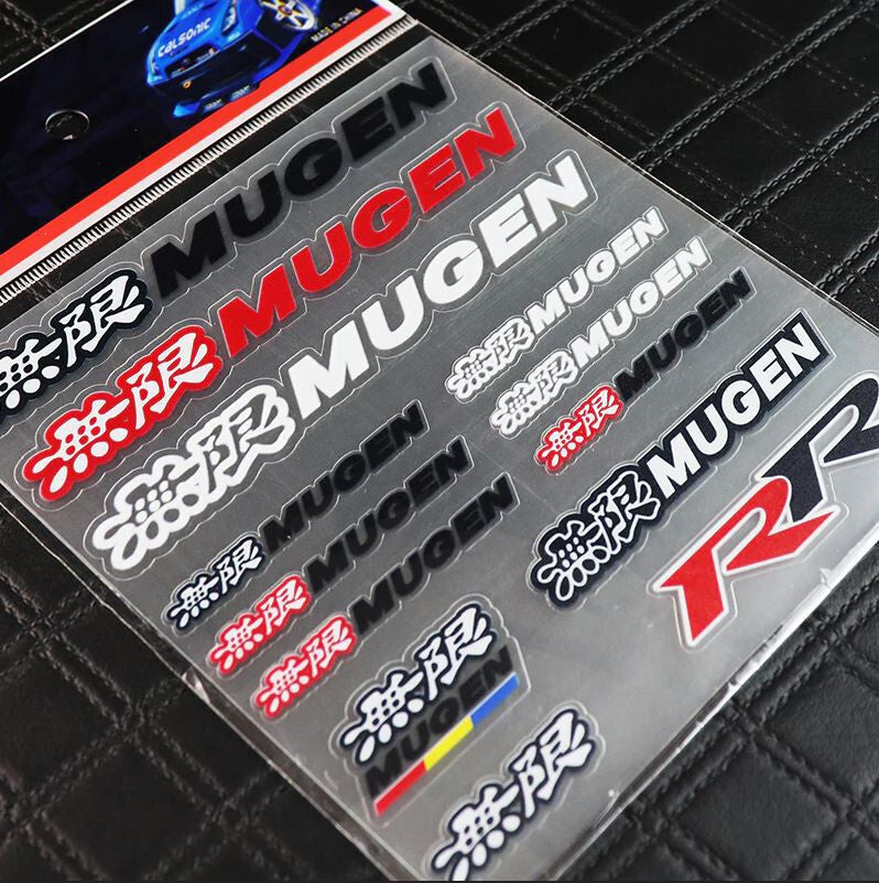 13-Piece Car Reflective Sticker Set, Badge Decals, Vynil, for Mugen Universal