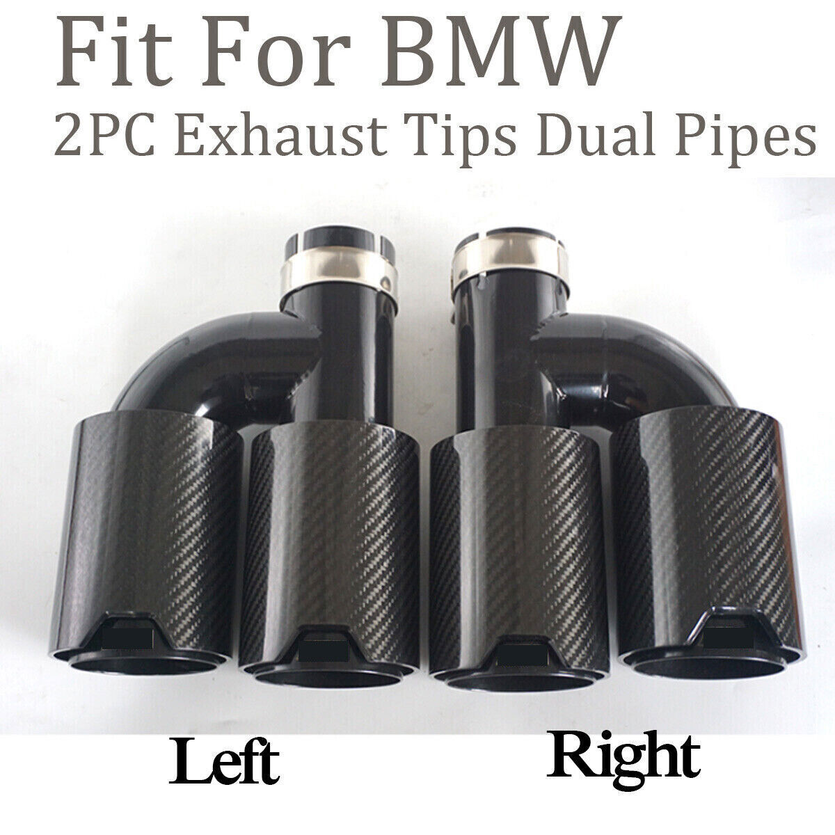 for BMW Dual Carbon Fiber Exhaust TWIN End Tips Tail Pipe 63mm In 93MM Out New