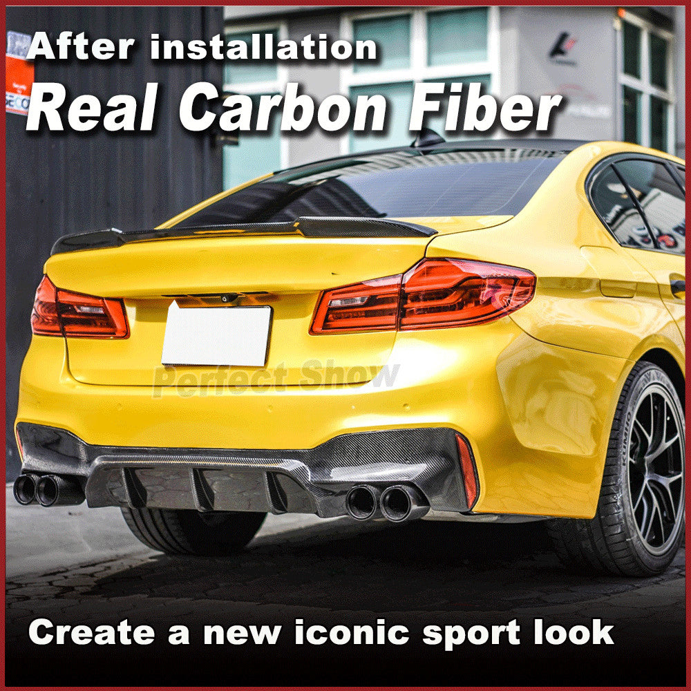 for BMW G30 540i M550 M Sport 17-23 Real Carbon Rear Bumper Diffuser Spoiler Lip