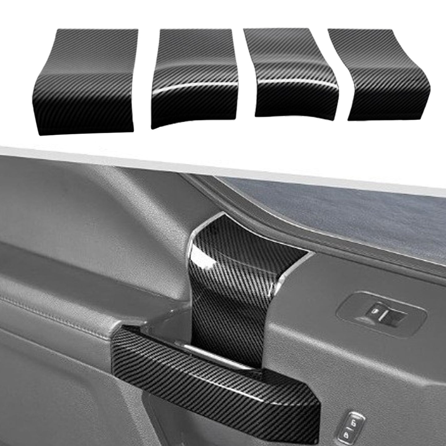 for Ford F150 2015-2020 Carbon Fiber Inner Door Handle Panel Trim Decor Cover HL