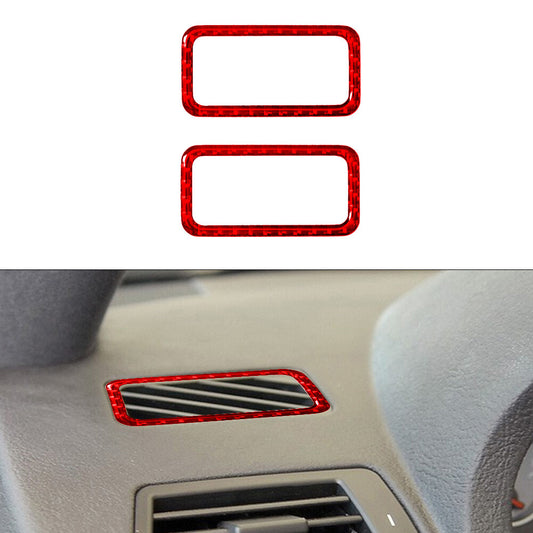 2X Carbon Fiber Vent Outlet Console Trim for BMW X5 2000-2006 Red