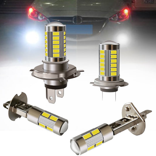 1-pack of motorcycle LED headlights and car LED fog lights, 33SMD H4/H7/H1/H3, super bright.