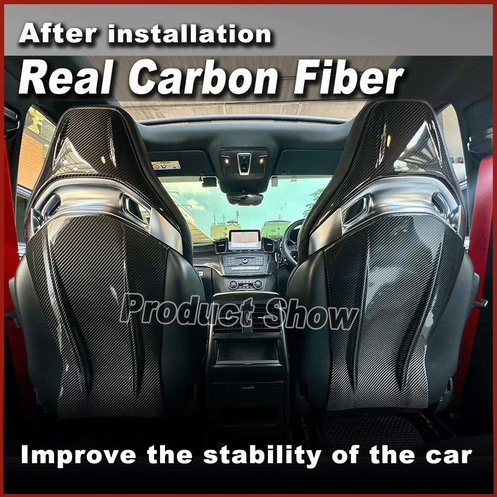 2Set REAL Carbon for Seat Back Shell Covers Cap for Benz W176 W117 A35 A45 CLA45 AMG