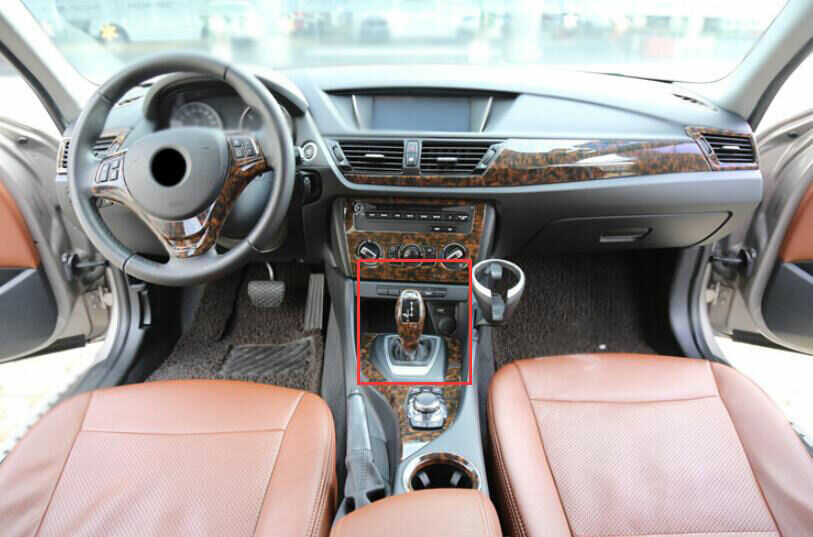for BMW X1 E84 2013-2015 Agate Wood Grain Gear Shift Knob Shifter Lever Trim 1P