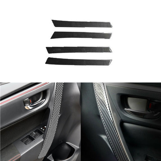 4Pcs Carbon Fiber Inner Armrest Strip Cover Trim for Toyota for Corolla 2014-2018
