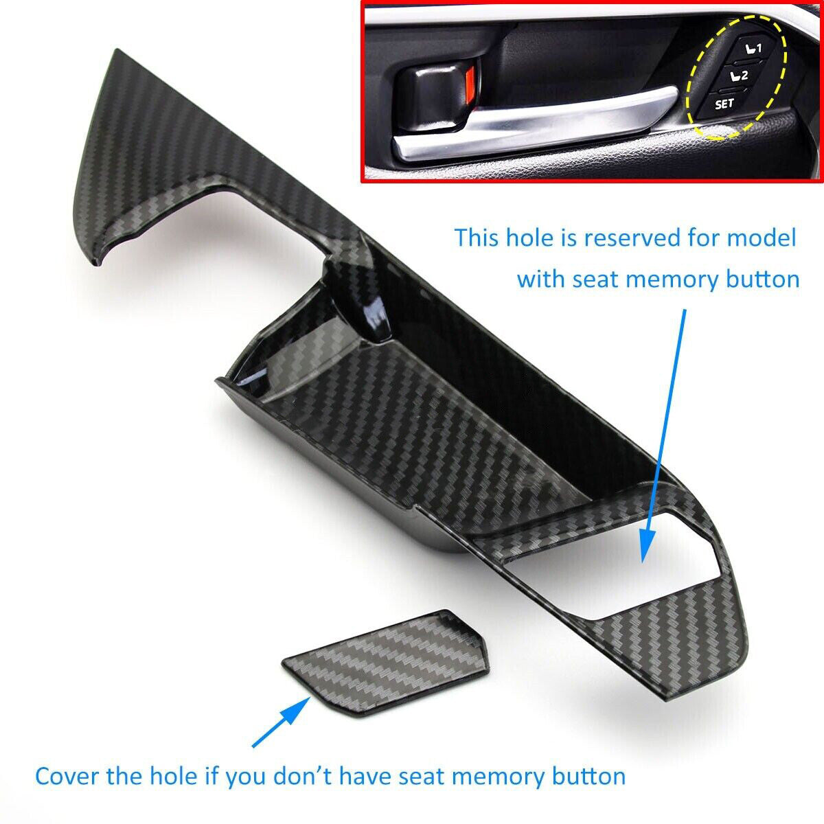 for Toyota RAV4 2019-2022 Interior Door Handle Surrounds Trims Carbon Fiber