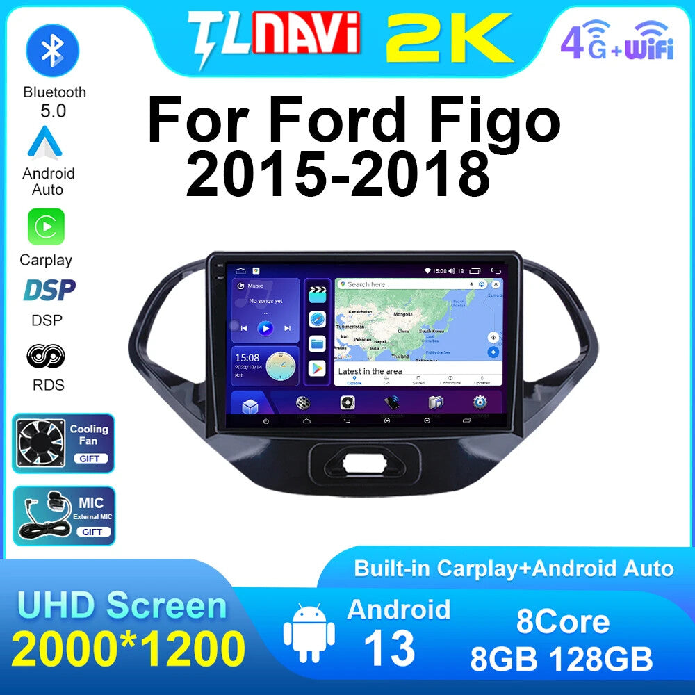 for Ford Figo 2015-2018 CarPlay GPS Head Unit Car Radio Multimedia Video Player