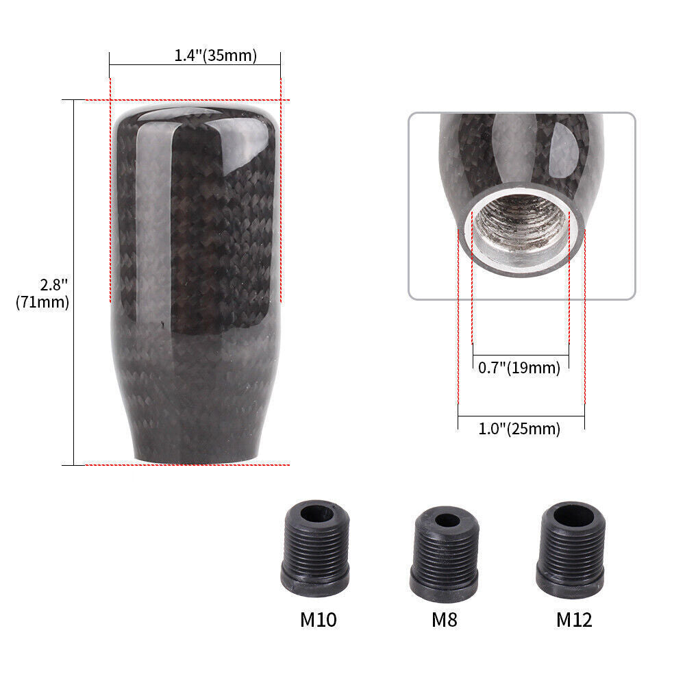 5 Speed Universal Real Black Carbon Fiber Manual Gear Shift Knob Shifter Lever