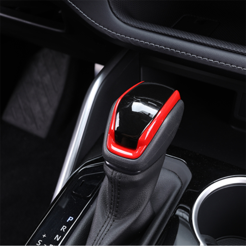 Bright Black+Red Console Gear Shift Knob Cover Trim for Toyota Venza 2021-2023