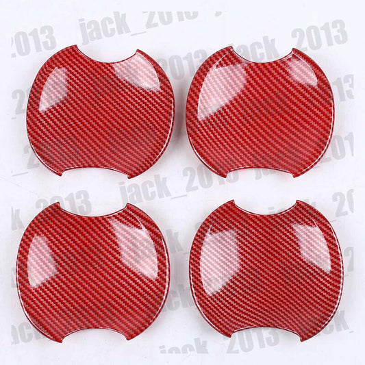 Carbon Fiber Red Door Handle Base Bowl Cup Cover Trim for Honda for Civic 2006-2011