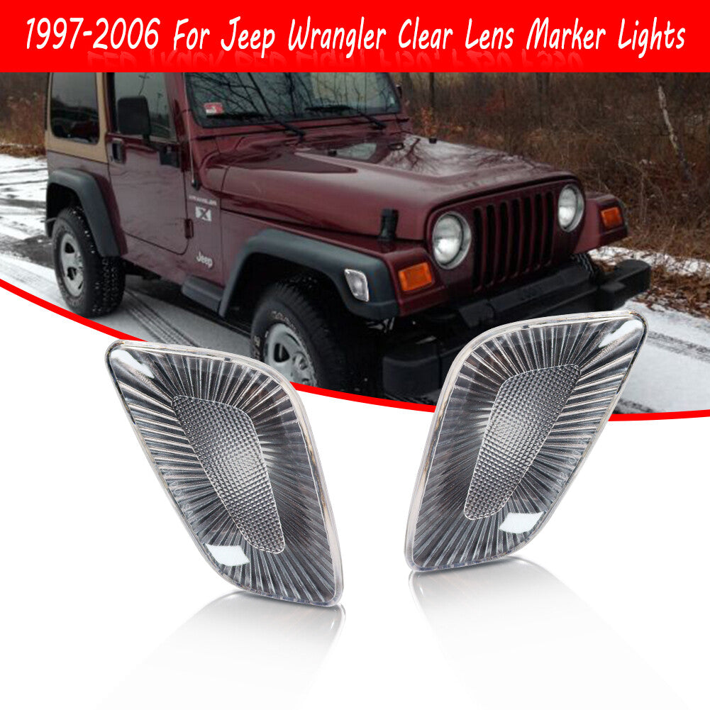 2-Piece Front Fender Side Marker Light Housing Cover for 1997-2006 for Jeep for Wrangler
