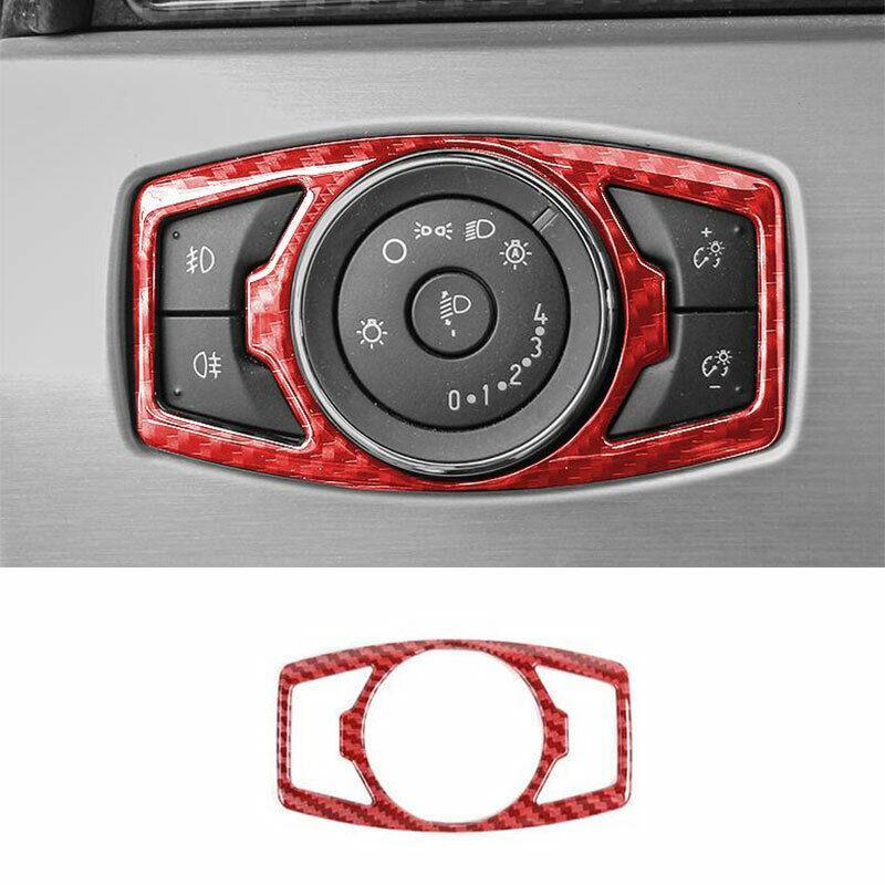 for Ford for Mustang 2015-2022 Red Carbon Fiber Function Control Button Frame Trim
