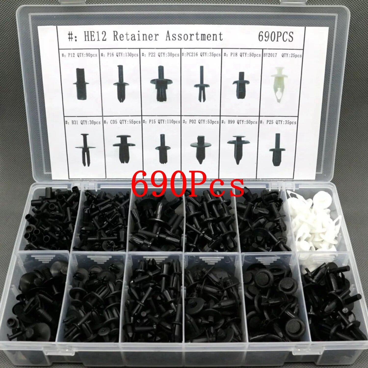 690x Car Push Retainer Pin Rivet Trim Clip Fastener Moulding Assortment