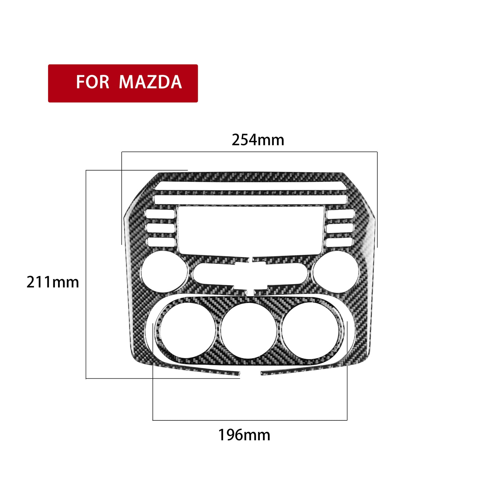 2X Carbon Fiber Interior Central Console Cover Trim for Mazda MX-5 Miata 2009-15