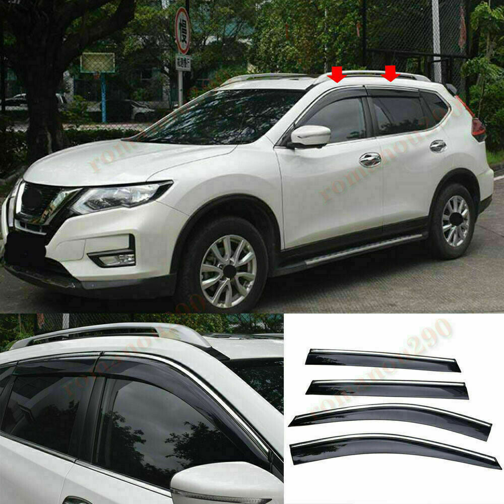 for Nissan Rogue 2017-2020 Window Visor Sun Rain Guard Vent Shade W/ Chrome Trim