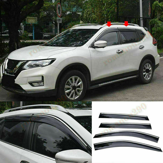for Nissan Rogue 2017-2020 Window Visor Sun Rain Guard Vent Shade W/ Chrome Trim