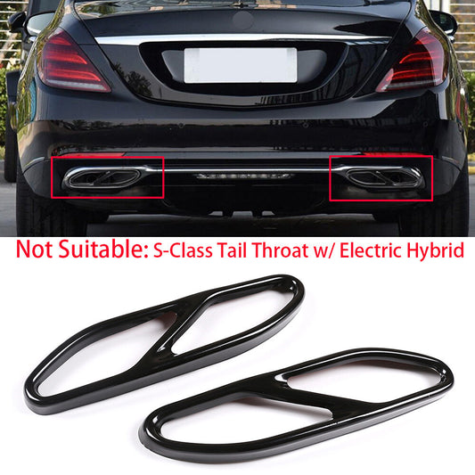 Steel Black Exhaust Muffler Tail Pipe Cover for Mercedes-Benz S Class W222 2018+
