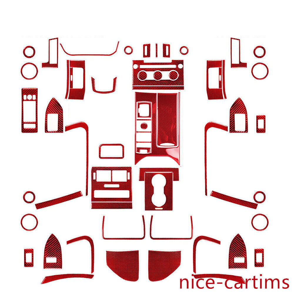 61Pcs Red Carbon Interior Full Set Trim Kits For LR for Range Rover Sport 2014-2017