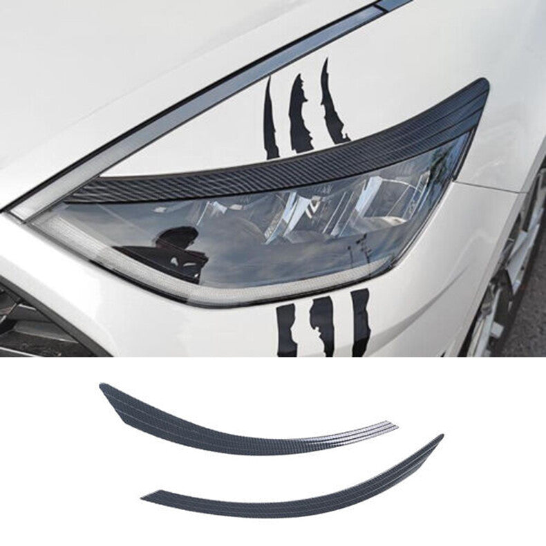for Hyundai Sonata 2020-23 Carbon Fiber Front Headlight Lamp Eyebrow Trim Cover