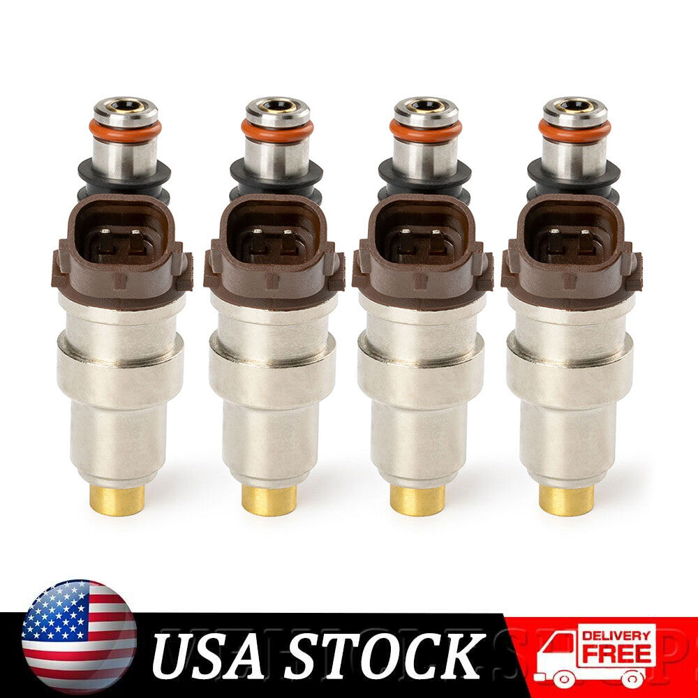 Four-piece fuel injectors suitable for Toyota 4Runner 1996-2000, T100 1996-1998, and Tacoma 1995-1999.