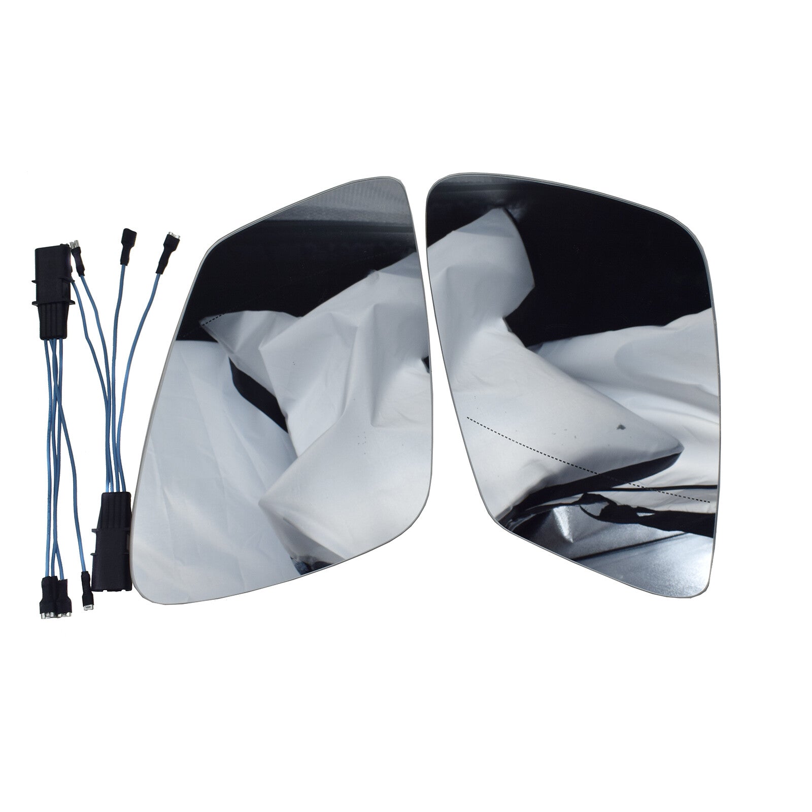 2PCS Heated Mirror Glass W/ Wire 4 Pins 51167186588 for BMW 5 6 7 GT E60 F10 F18