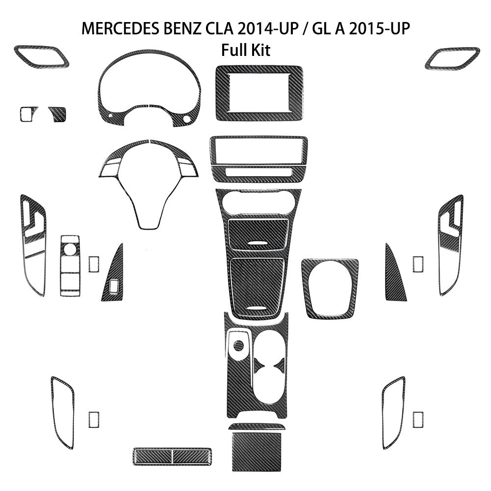 35Pcs Carbon Fiber Full Set Cover Trim Kit for Mercedes Benz CLA-Class 2014-2018