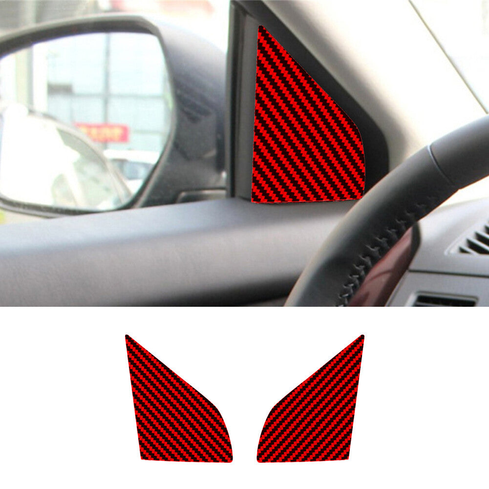 2X Red Carbon Fiber Interior Front A-Pillar Cover Trim for Mazda CX-9 2010-2015
