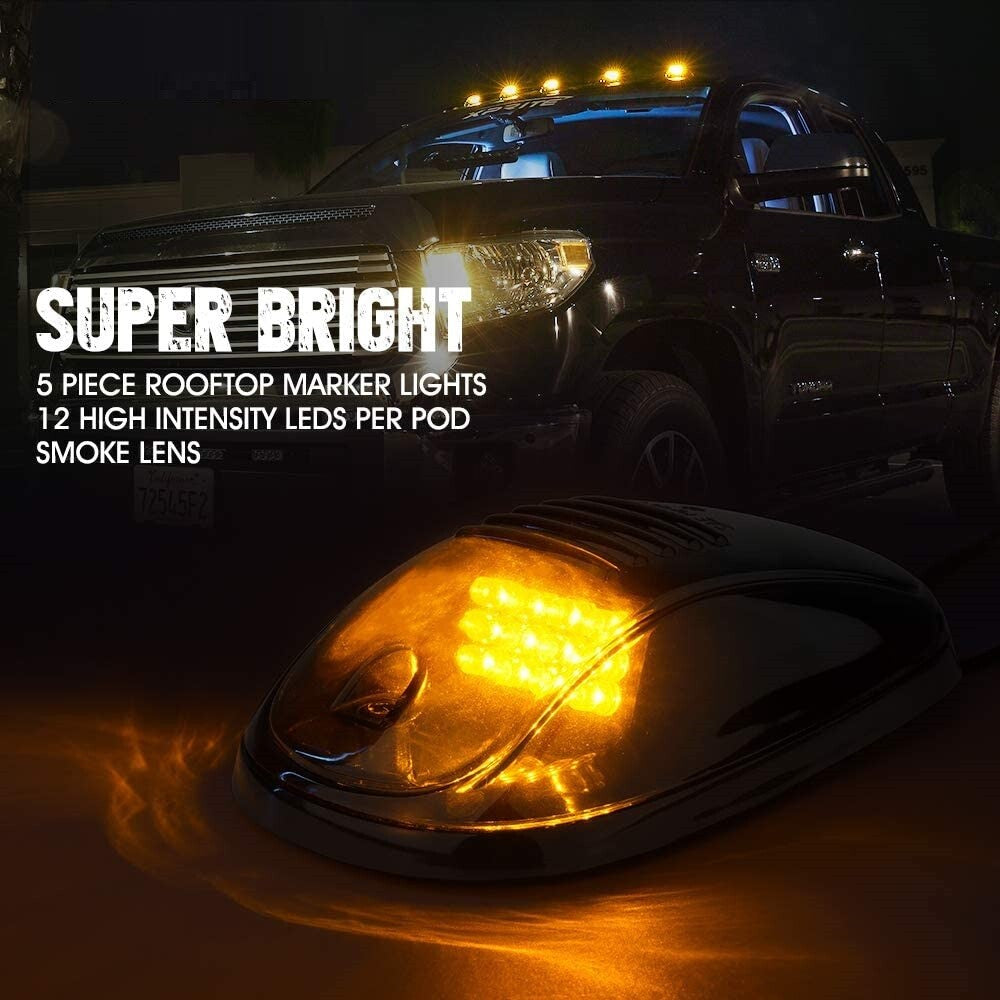 5x Smoke Lens Amber Led Cab Roof Top Marker Running Light for Ram 1500 2500 3500