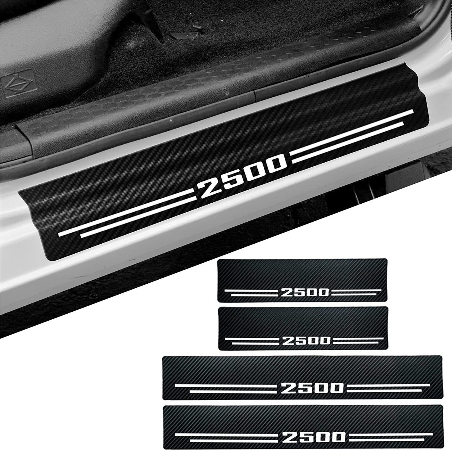 4x for Dodge for Ram 2500 Carbon Fiber Cab Door Sill Plate Cover Protector Decors