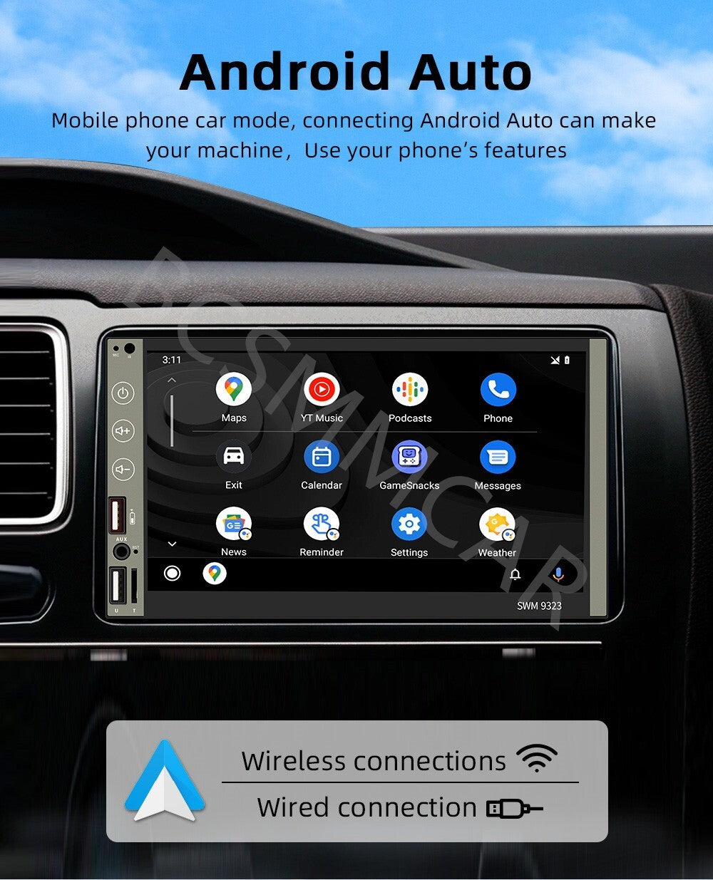7in Double 2 DIN CarPlay Car MP5 Player Bluetooth Touch Screen Stereo Radio USB