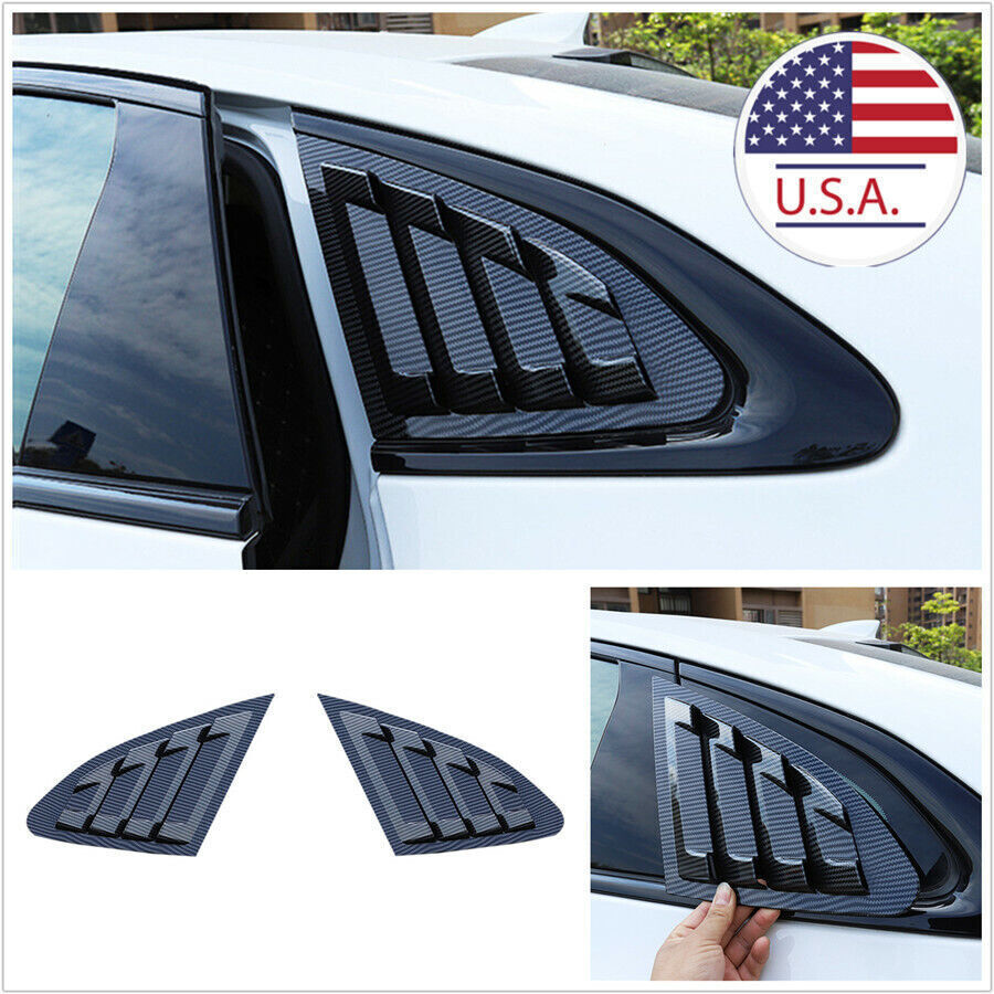 2 Pcs Carbon Fiber Look Side Window Louver Shutter Cover For 16-20 Chevy Malibu