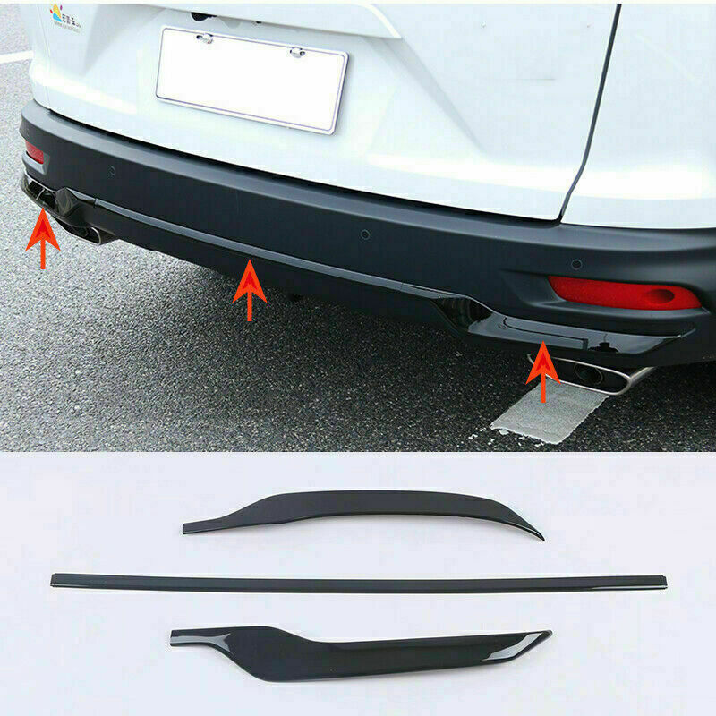 for Honda CRV CR-V 2020-2022 Black ABS Rear Bumper Lip Molding Strip Trim Kit 3x
