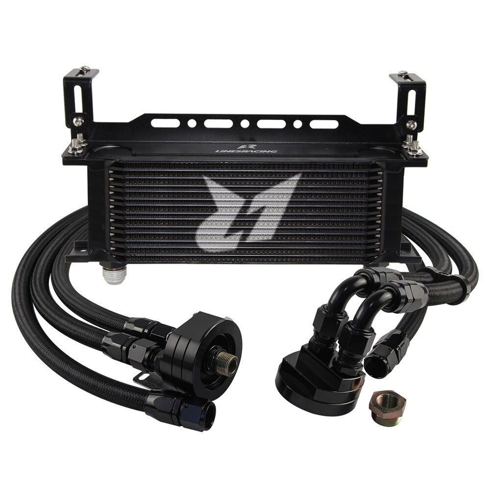LR 15 Row AN10 Oil cooler w/Bracket + Filter Relocation Adapter Hose Kit Black
