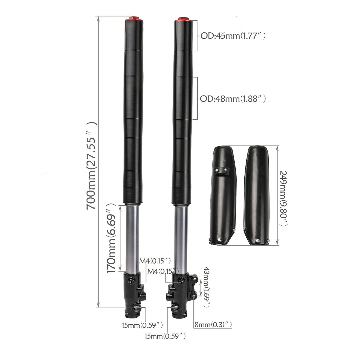 Upside-down 45/48mm front fork suspension KLX SSR 110cc 125 140 Pit bicycle