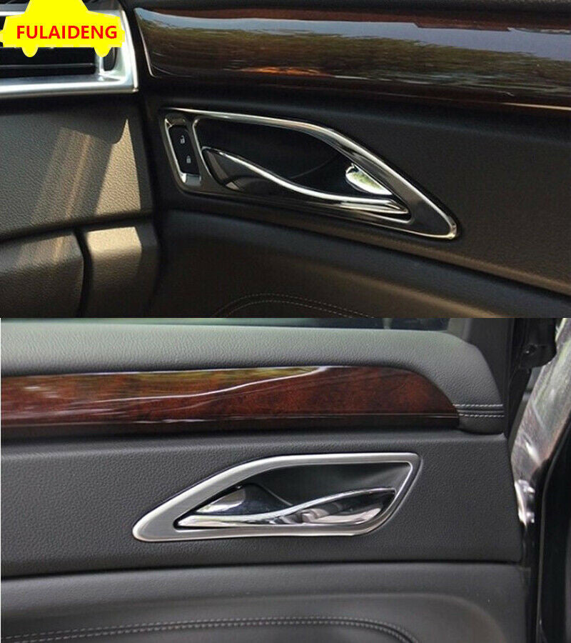for Cadillac SRX 2010-2016 Interior Door Handle Bowl Frame Trims Matte Silver