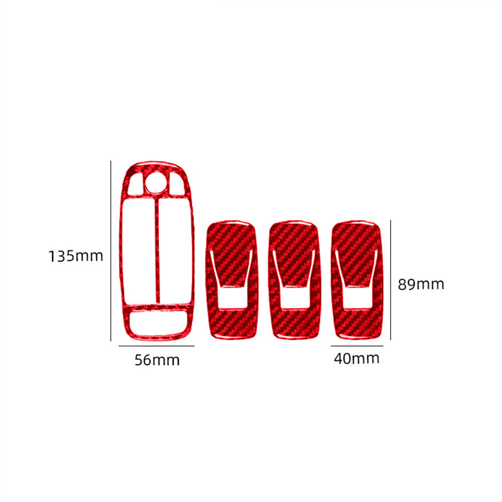 4¡ÁRed Carbon Fiber Window Lift Switch Button Panel Cover for Jaguar XF 2009-2011