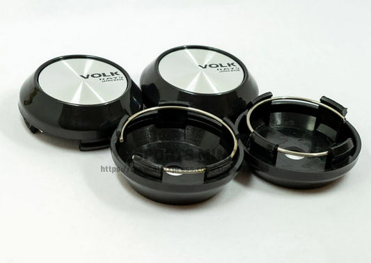 4-piece set of 64mm Volk Rays wheel caps, rim caps, wheel center caps, badge logos, silver TE37